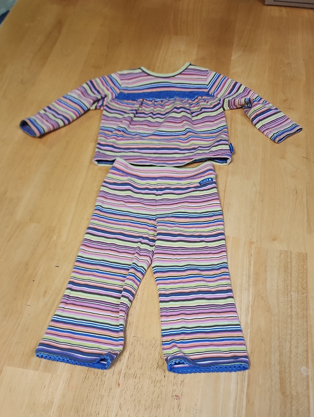 TCP Multi-Color Rainbow Striped Ruffle Pant & Top Set Size 24 Months EUC